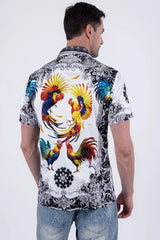 Barabas Men's Bozeman Rhinestone S/S Shirt - White
