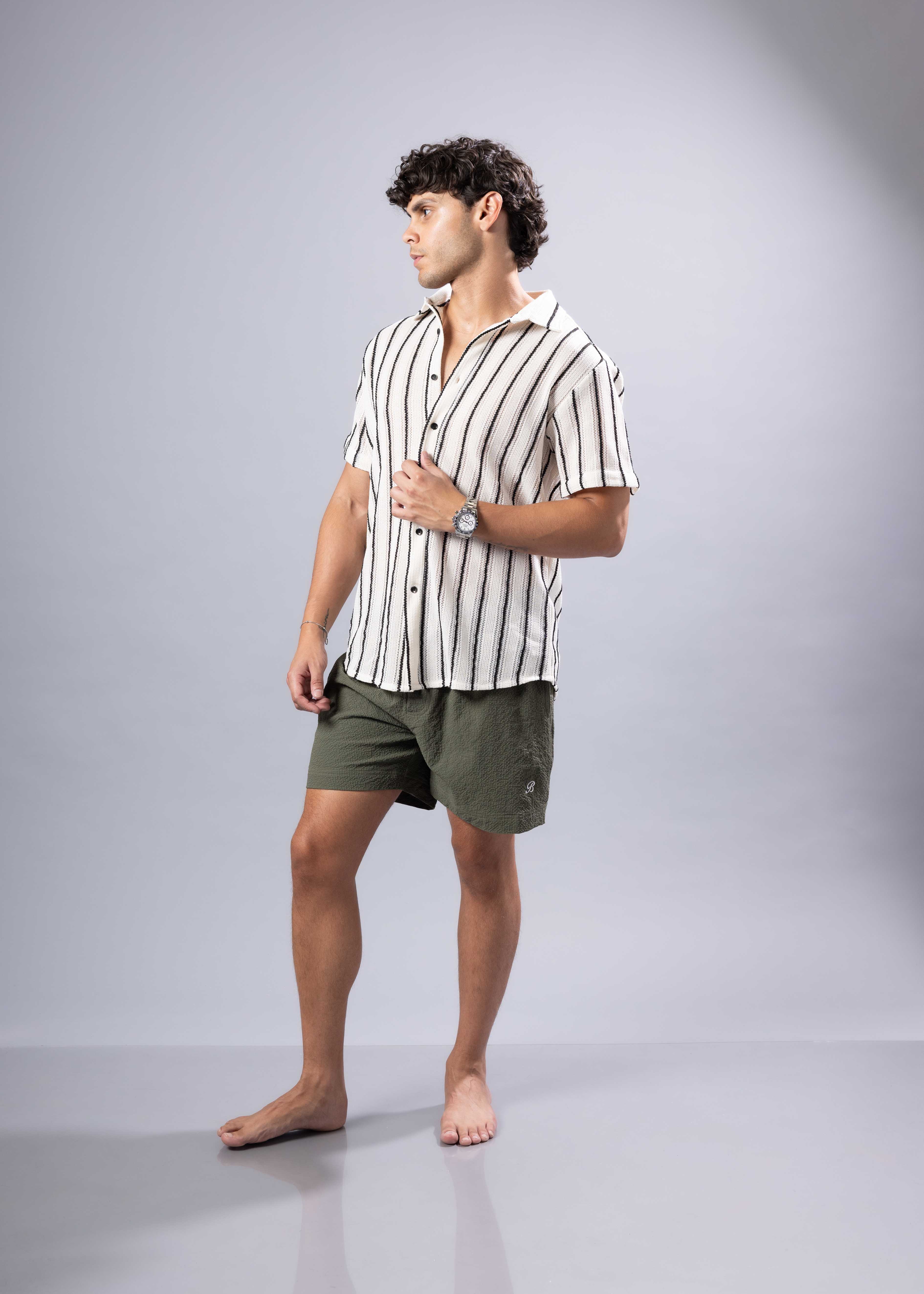 CHEMISE À MANCHES MANCHÉES EN MAILLE TEXTURÉE