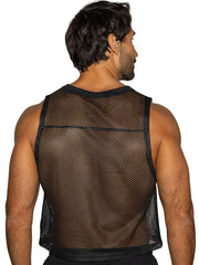 Black bike athletic bam135 sleeveless mesh practice jersey with solid black trim around neckline and hem