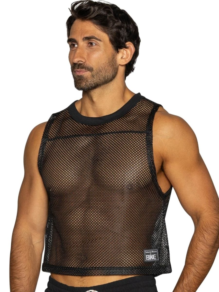 Black bike athletic bam135 sleeveless mesh practice jersey with ribbed neckline and hem and small bike label