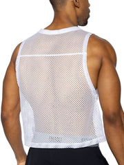 Bike athletic bam135 sleeveless practice jersey in white mesh with rounded neckline and hem for performance use