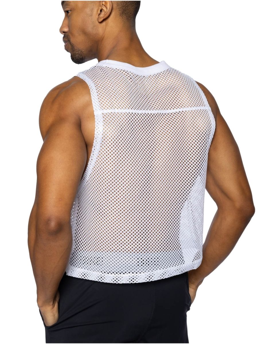 White mesh tank top bike athletic bam135 sleeveless practice jersey with fitted design and reinforced shoulder seams