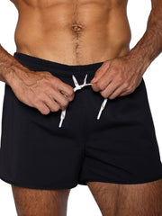 Black BIKE Athletic BAM200 track shorts with white drawstrings and subtle pattern designed for athletic use