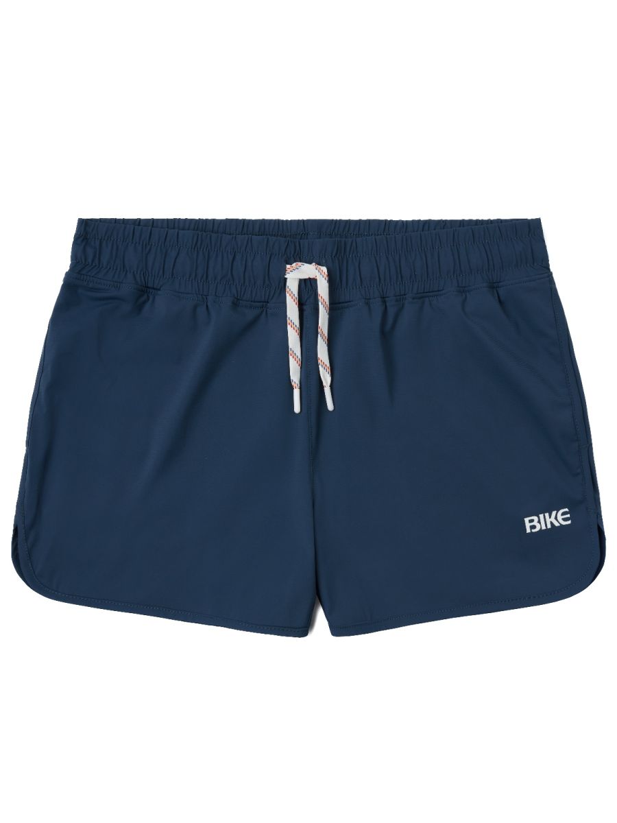 Navy blue bike athletic BAM200 track shorts with white drawstring and small bike logo on the side