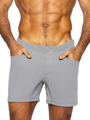 Gray bike athletic BAM207 coaches shorts with sleek design button closure and 5 inch inseam for active use