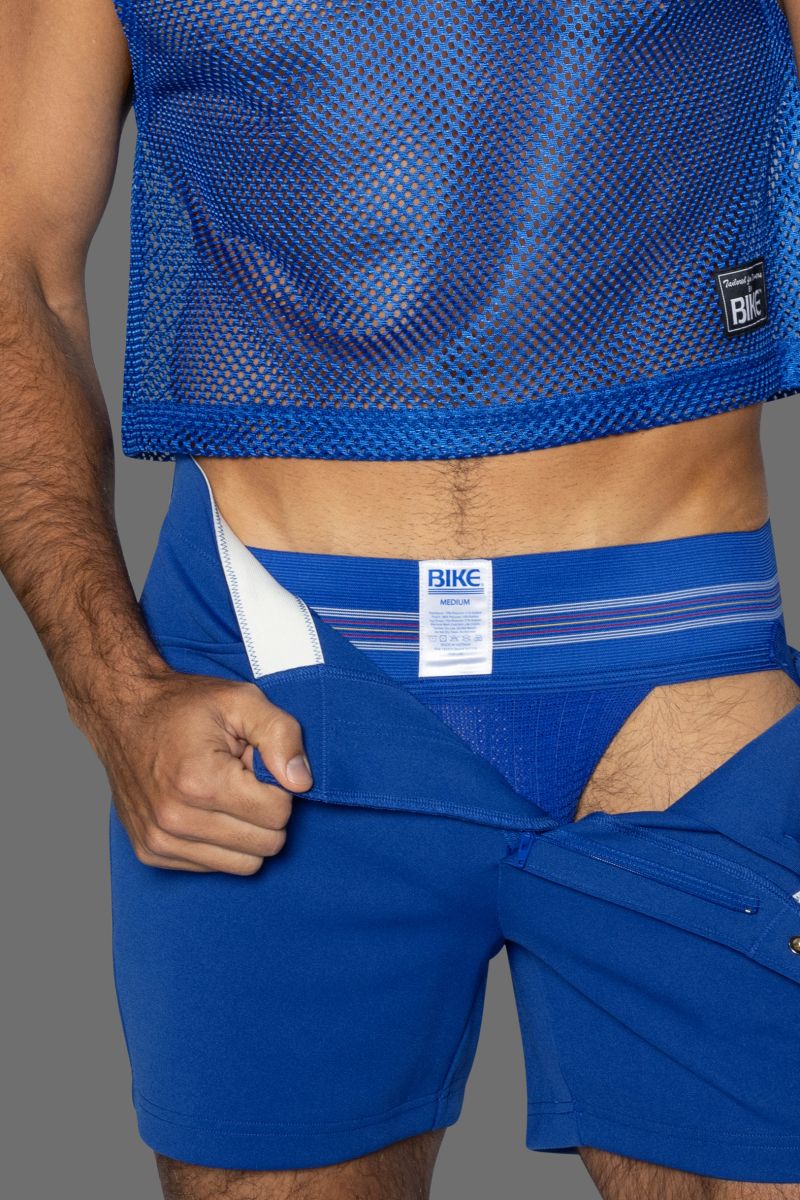 Bike athletic bas306 original number 10 jockstrap in royal blue mesh with solid waistband and white inner lining