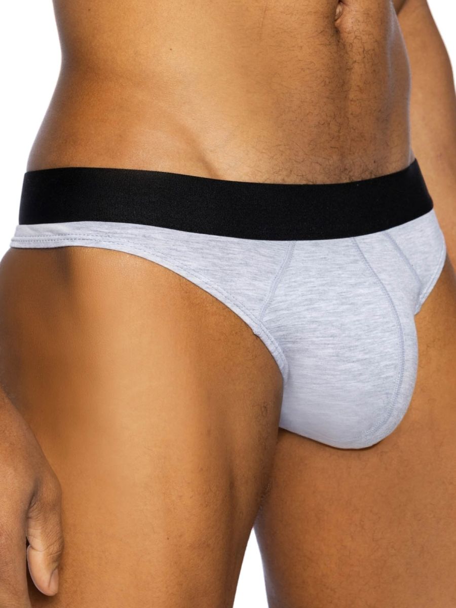 Bike athletic bas319 active thong in light gray heathered fabric with black elastic waistband for athletic use