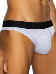 Bike athletic bas319 active thong in light gray heathered fabric with black elastic waistband for athletic use