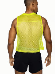 Bright neon yellow mesh sleeveless practice jersey by BIKE designed for cycling and sports activities