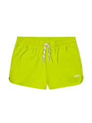 Bike® track short bright neon green athletic shorts with white drawstring and subtle bike branding on the side