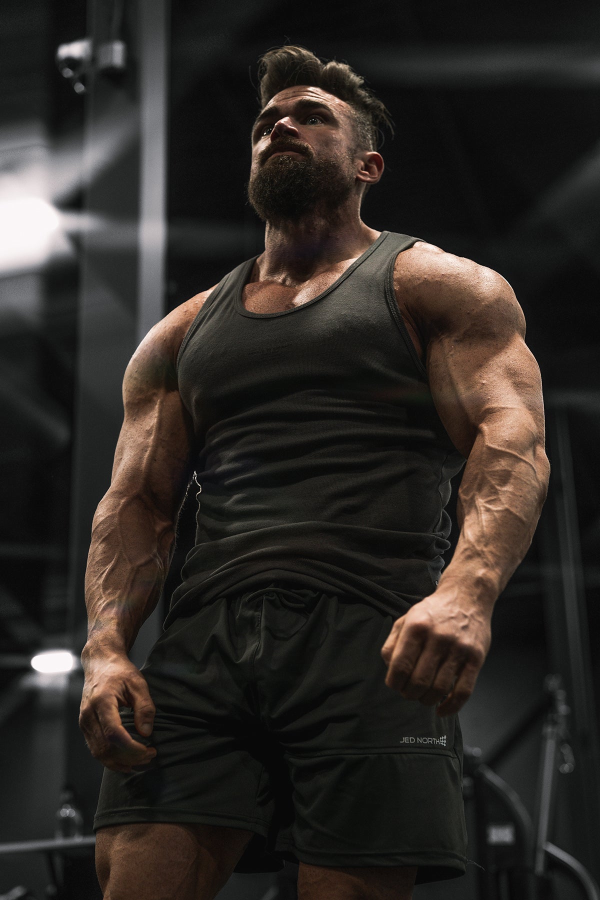 Jed North Herren Geripptes Muskel-Tanktop - Dunkelgrau