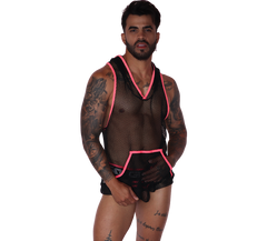 Boox Fuchsia Hoody T Shirt on model by Gigo Underwear