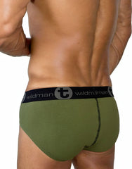 Big Boy Pouch Cotton Brief with Stripe Army Green