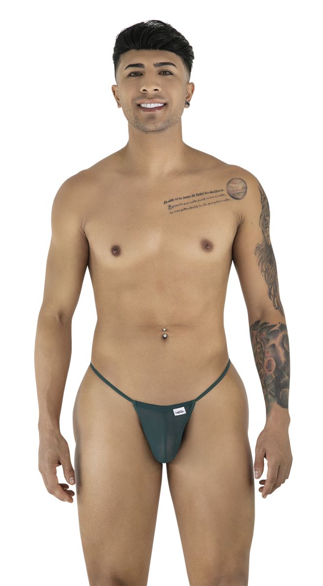 CandyMan 9586 G-String Color Bottle Green Mesh - EricSaloDesign.com