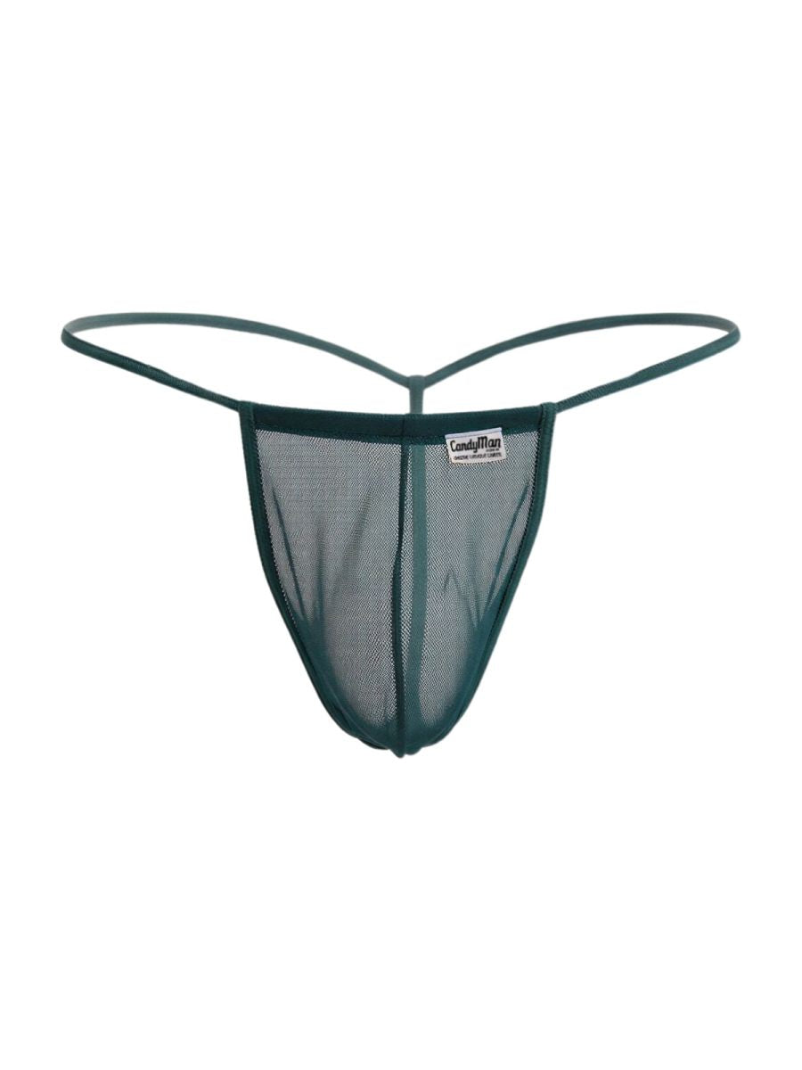 CandyMan 9586 G-String Color Bottle Green Mesh - EricSaloDesign.com
