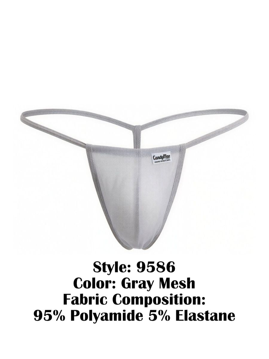 CandyMan 9586 G-String Color Gray Mesh - EricSaloDesign.com