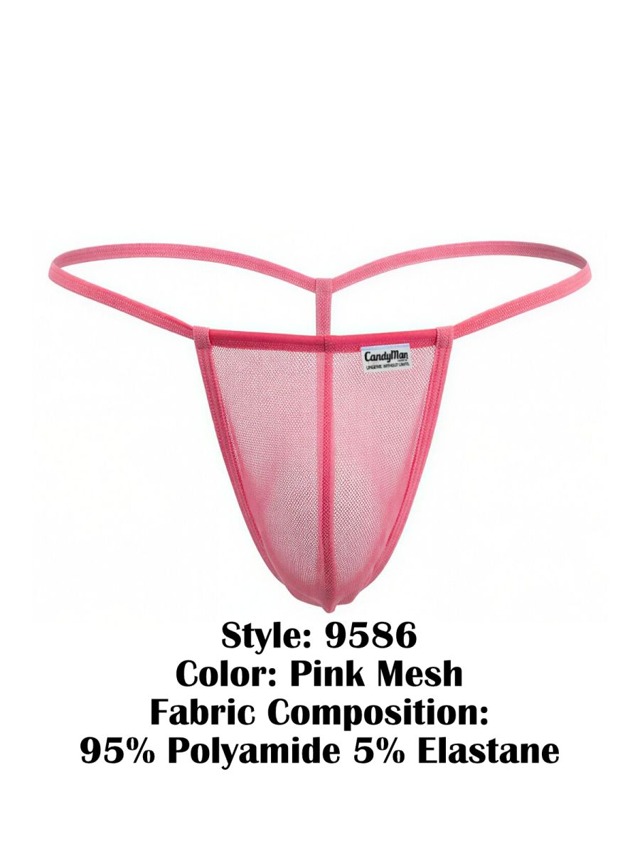 CandyMan 9586 G-String Color Pink Mesh - EricSaloDesign.com