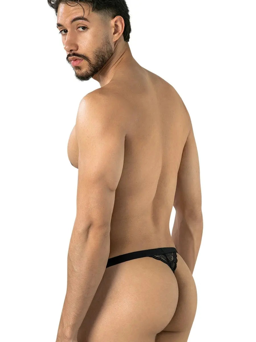 String séducteur en dentelle pour homme CandyMan 95013, couleur noir