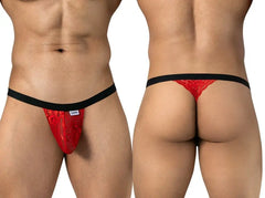 String séduisant en dentelle pour homme CandyMan 95013, couleur rouge et noir