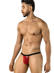 String séduisant en dentelle pour homme CandyMan 95013, couleur rouge et noir