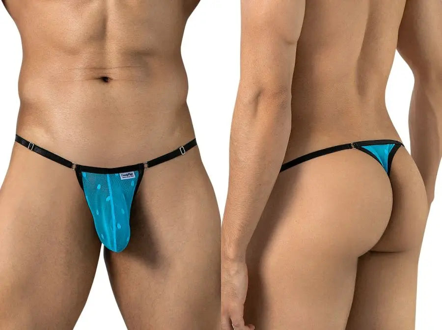 String sexy en résille pour homme CandyMan 95016, couleur turquoise