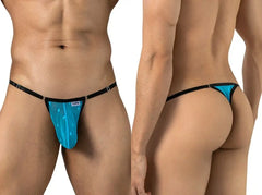 String sexy en résille pour homme CandyMan 95016, couleur turquoise