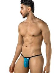 String sexy en résille pour homme CandyMan 95016, couleur turquoise