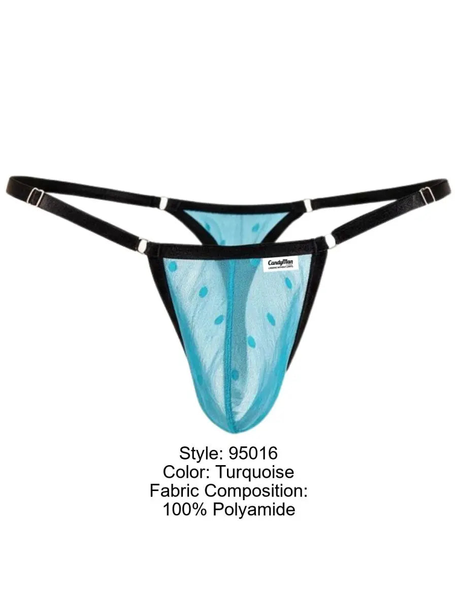String sexy en résille pour homme CandyMan 95016, couleur turquoise