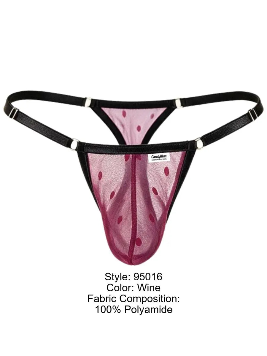 Tanga sexy en résille pour homme CandyMan 95016, couleur bordeaux