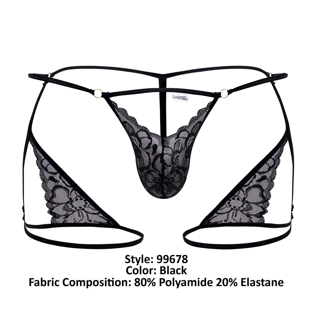 CandyMan Herrenunterwäsche 99678 Strumpfband-Tangas Farbe Schwarz