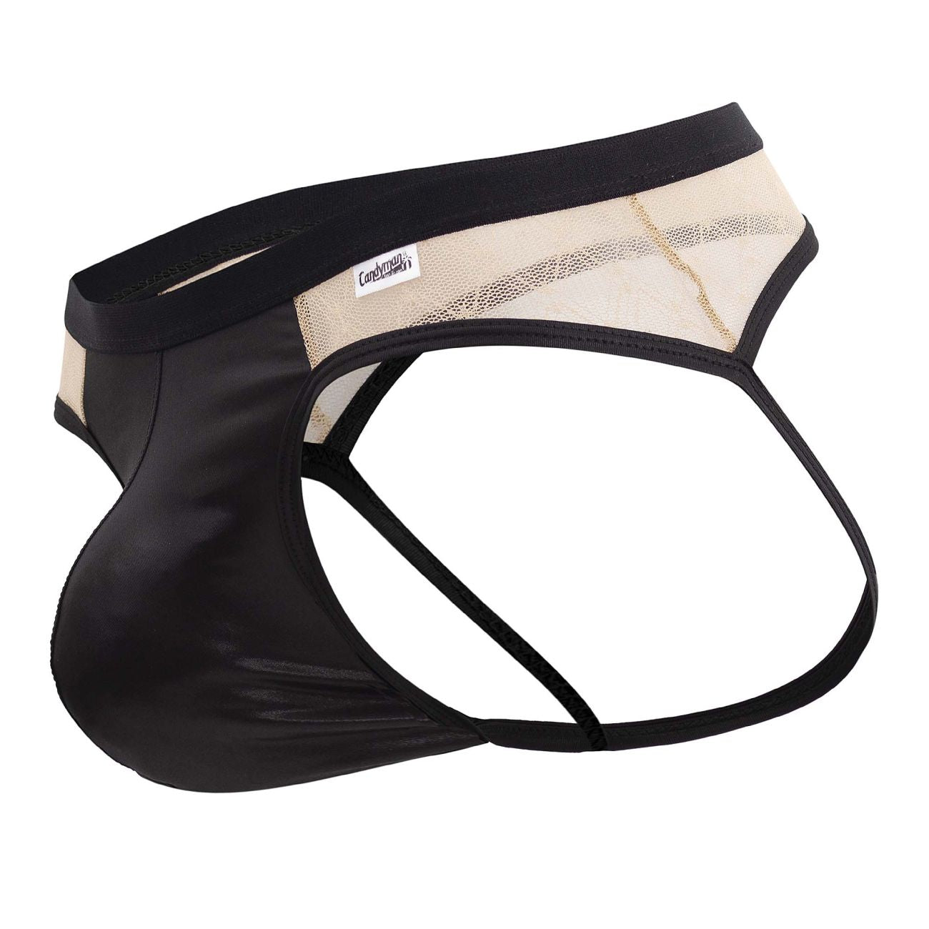 Jockstrap en dentelle CandyMan 99763 Couleur Nude-Noir