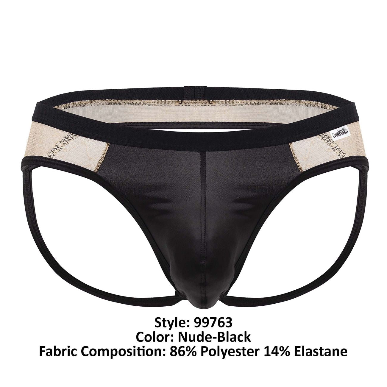 Jockstrap en dentelle CandyMan 99763 Couleur Nude-Noir