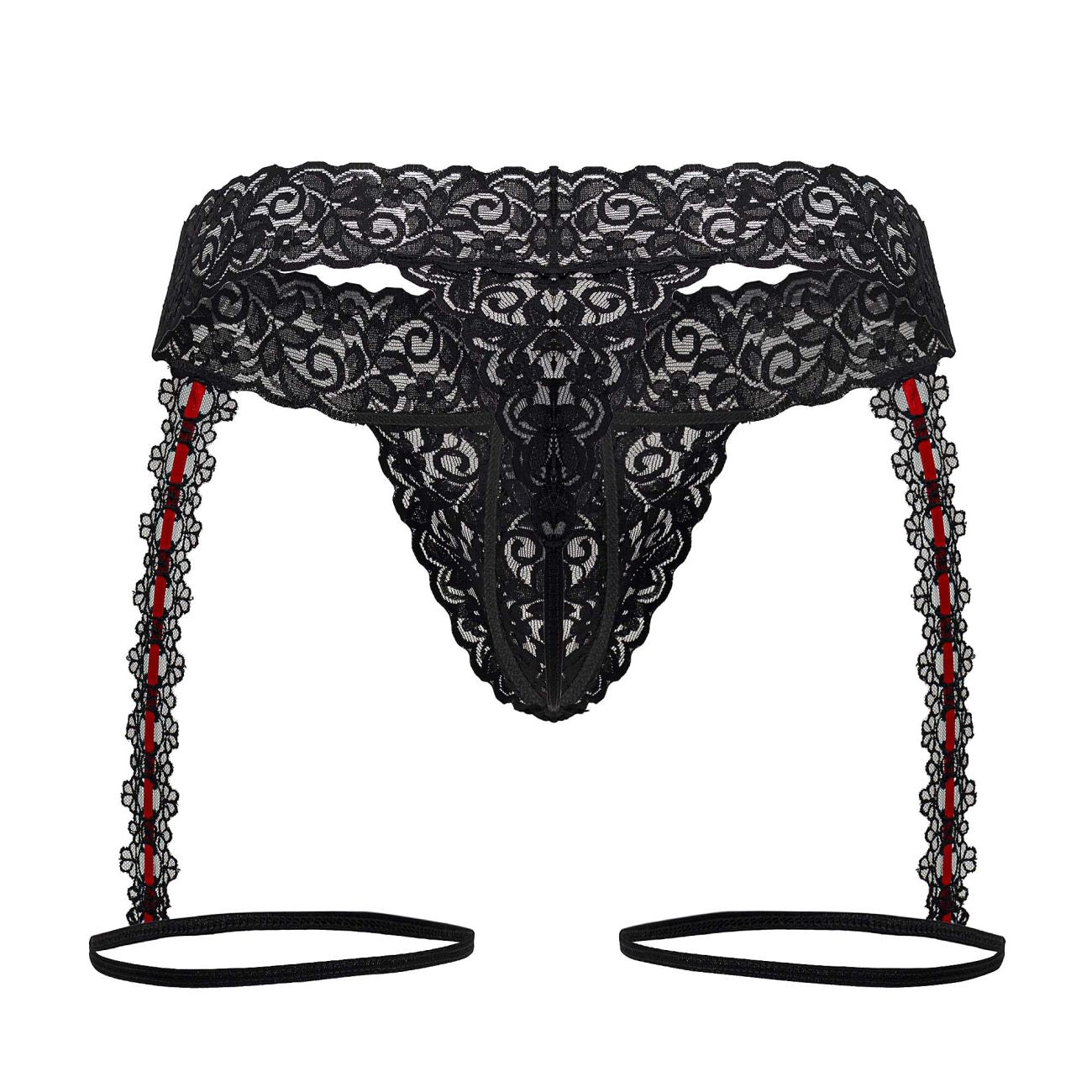 CandyMan 99803 Lace Garter Thongs Color Black