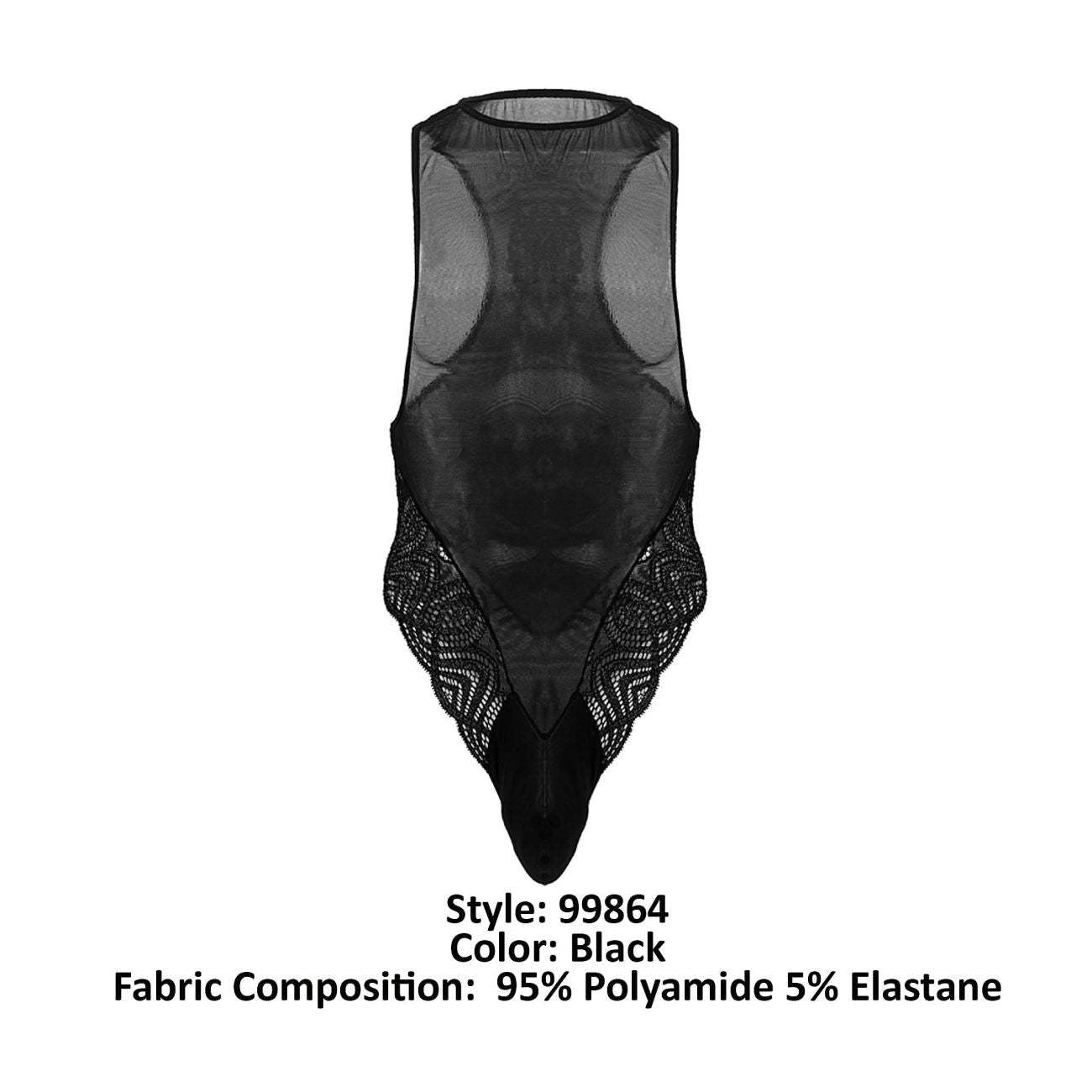 CandyMan 99864 Spitzen-Netz-Bodysuit Farbe Schwarz