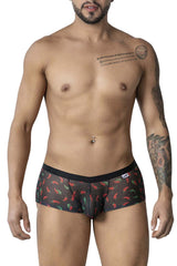 Black candyMan 99873 chili pepper trunks with red and green chili pepper print on sheer mesh fabric
