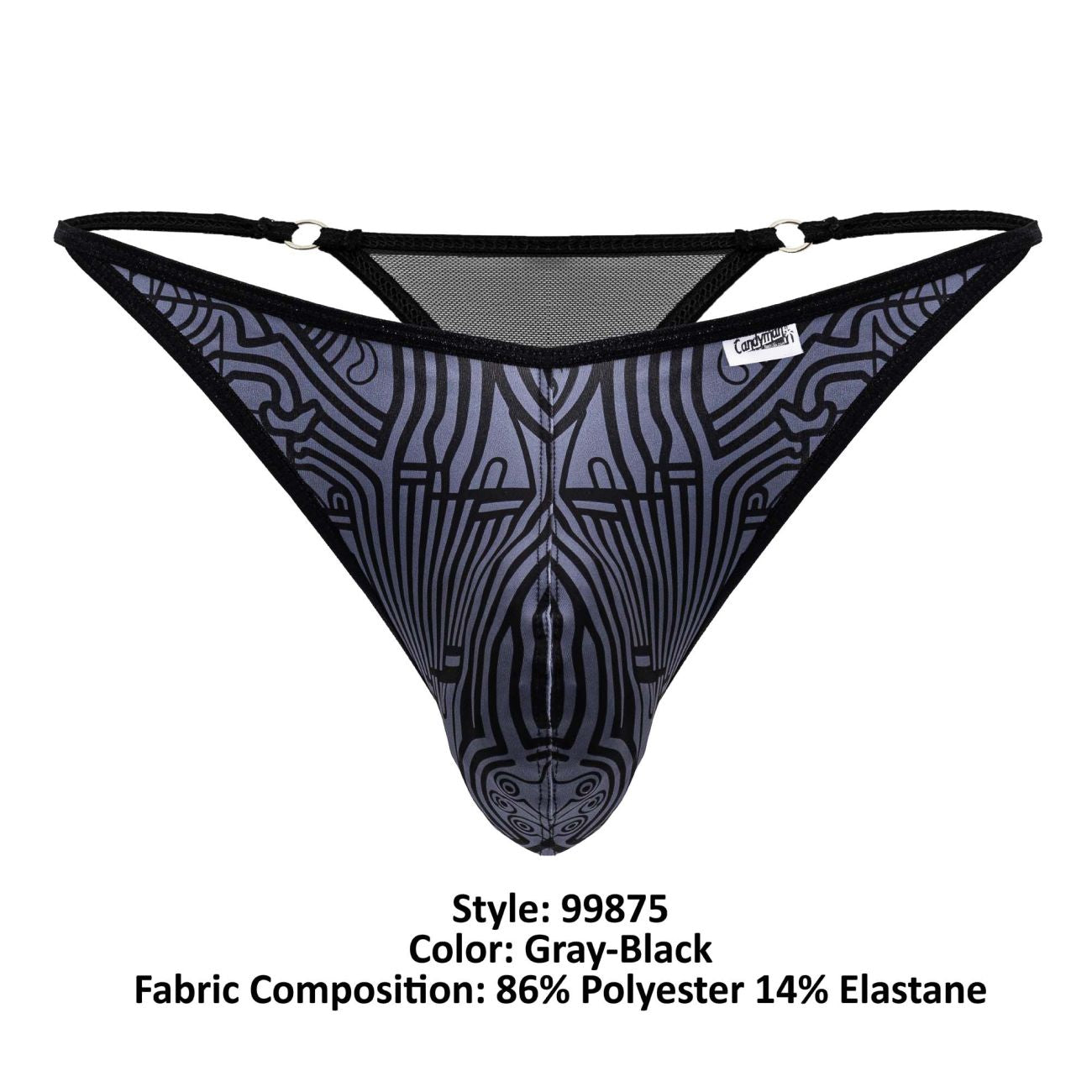 CandyMan 99875 Ägyptische Tangas, Farbe Grau-Schwarz