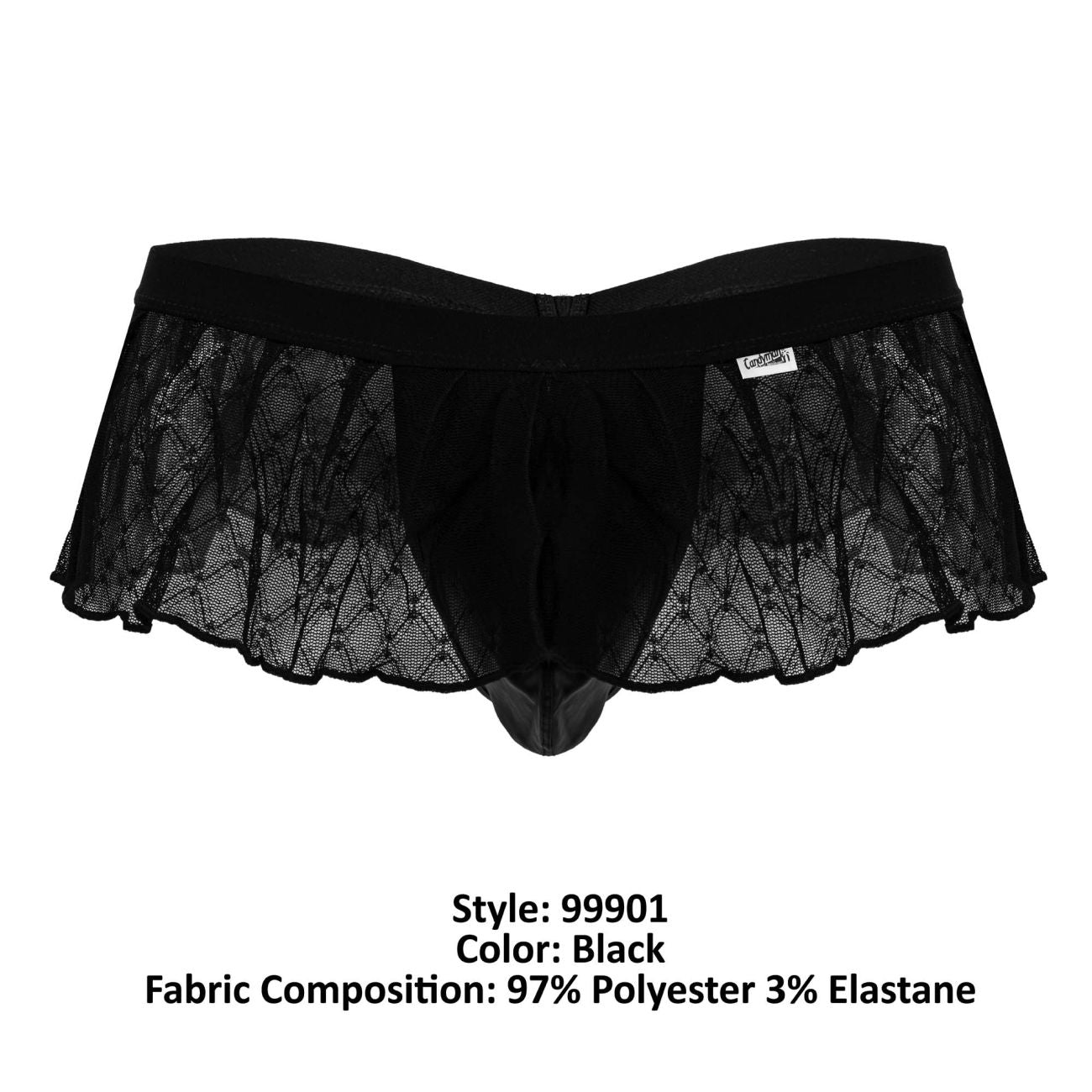 CandyMan 99901 Geometric Mesh Thongs Color Black