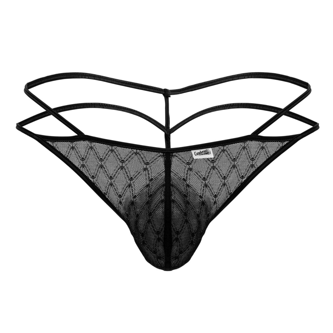 CandyMan 99903 Geometric Mesh Thongs Color Black