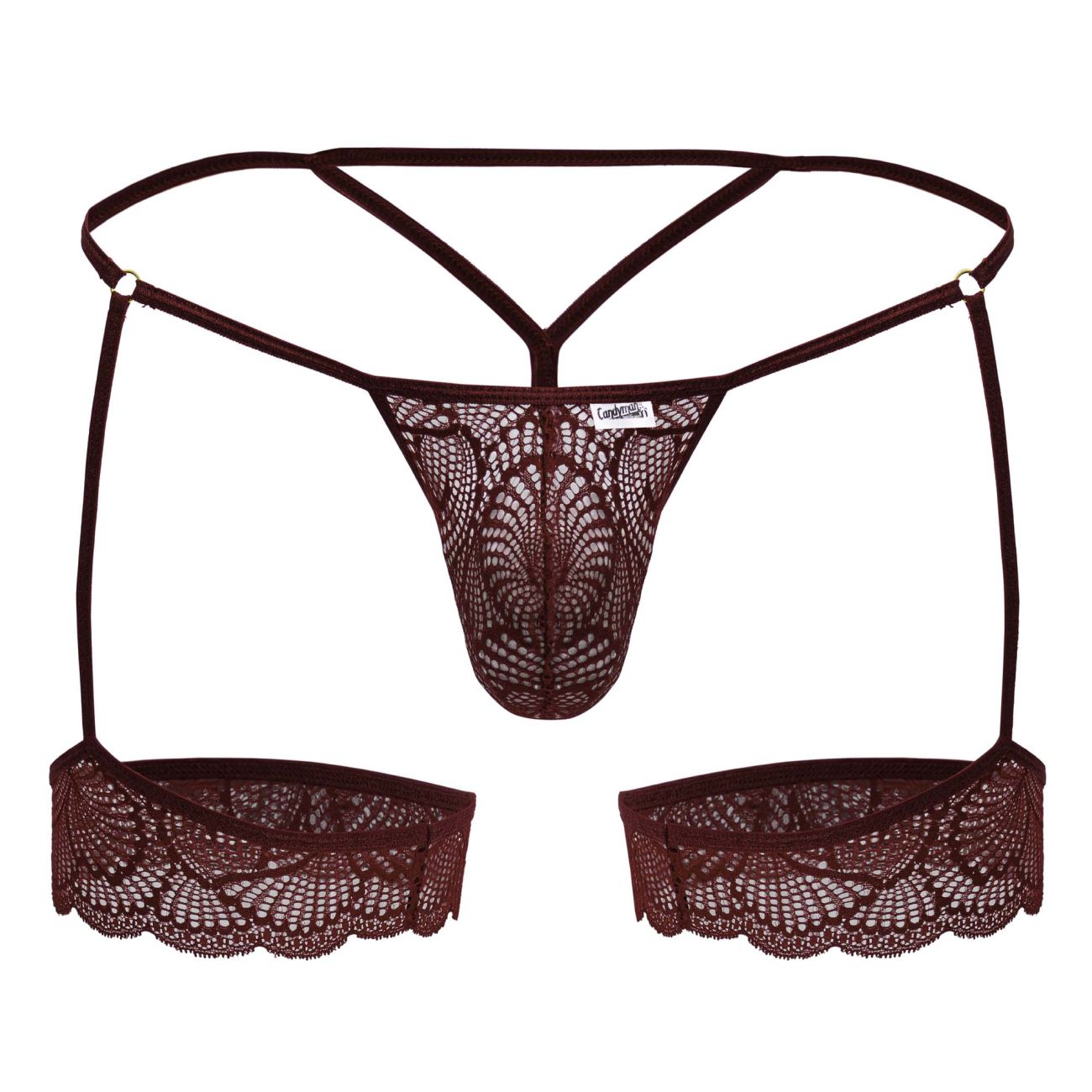 CandyMan 99906 Garter Lace Thongs Color Burgundy
