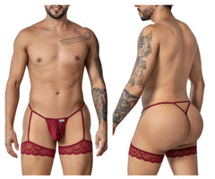CandyMan 99906 Garter Lace Thongs Color Burgundy