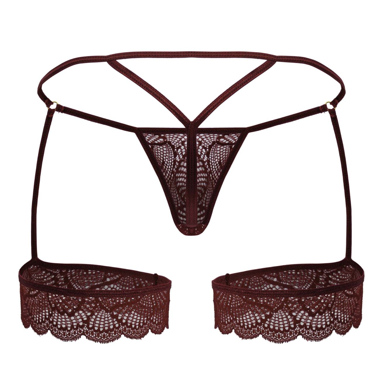 CandyMan 99906 Garter Lace Thongs Color Burgundy