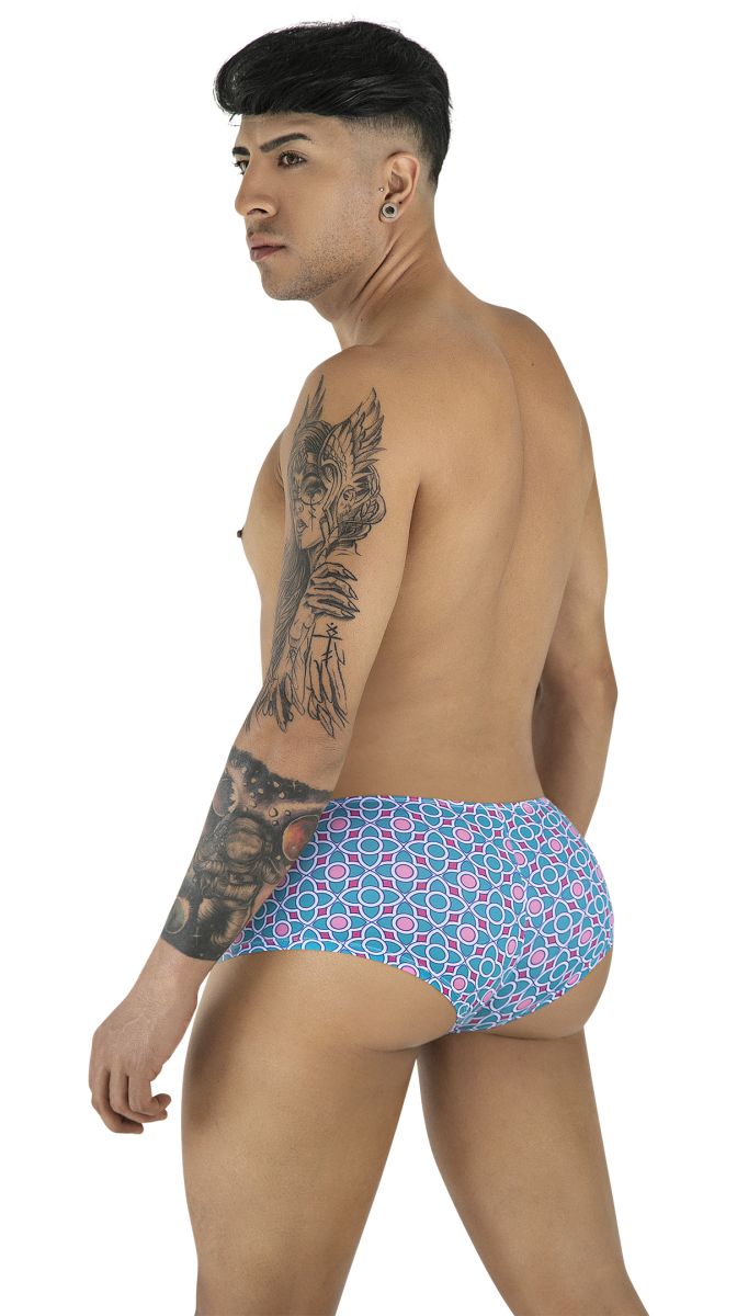 CandyMan 99922 trunks with blue and pink geometric print swim trunks designed for beach and pool use