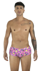 Pink pineapple-patterned cotton men’s briefs candyMan 99922 trunks color printed pink front view