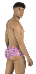 Pink pineapple-patterned men’s cotton briefs candyMan 99922 trunks color printed pink front view