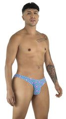 Candyman 99923 briefs color printed blue men’s briefs with blue and pink geometric patterned fabric