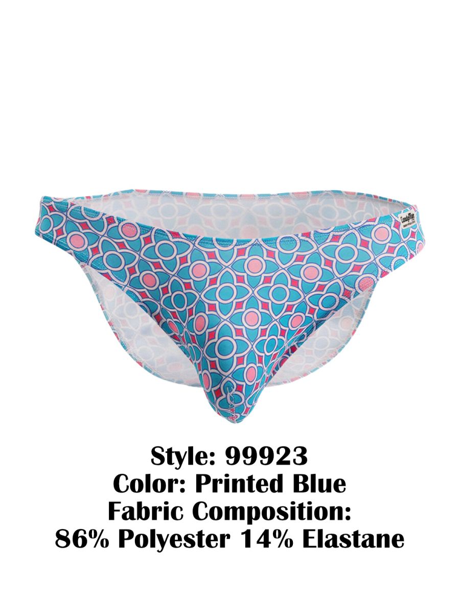 Printed blue patterned swim trunks candyMan 99923 briefs with pink white geometric design made of polyester elastane