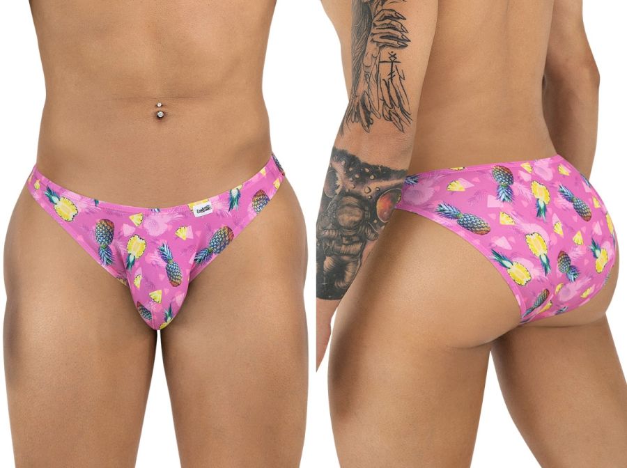 Pink candy man 99923 bikini briefs with printed pineapple pattern made from soft comfortable fabric