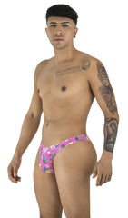 Pink candy man 99923 bikini color printed men’s thong with pineapple pattern in front view