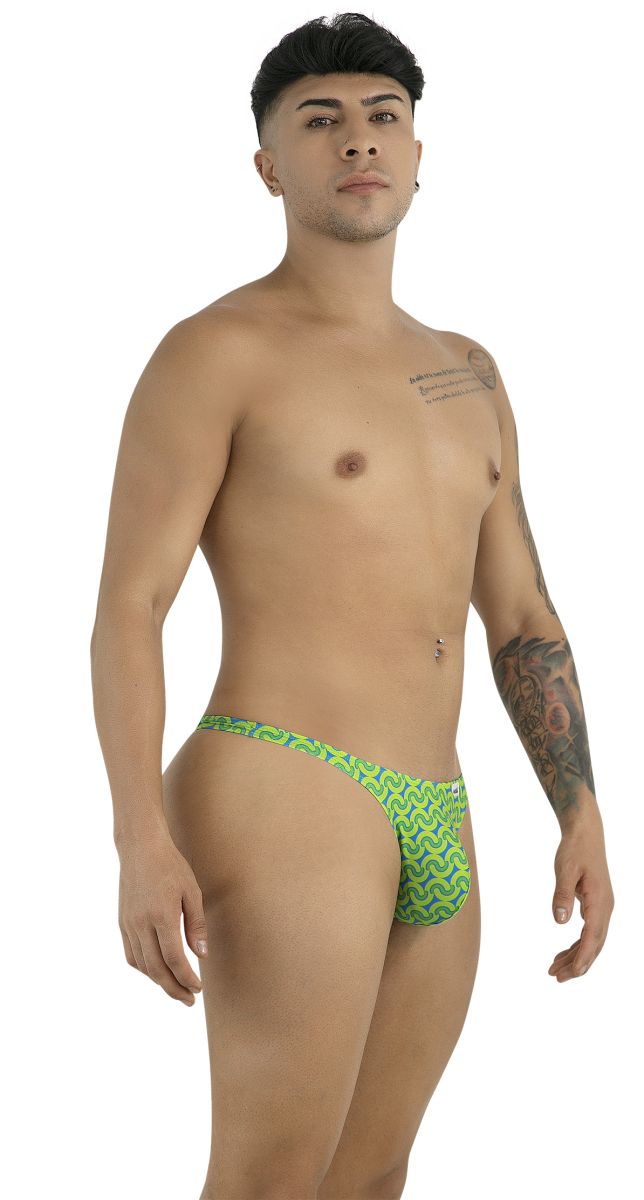 Bright green CandyMan 99924 thong with bold zigzag pattern perfect for stylish underwear collection