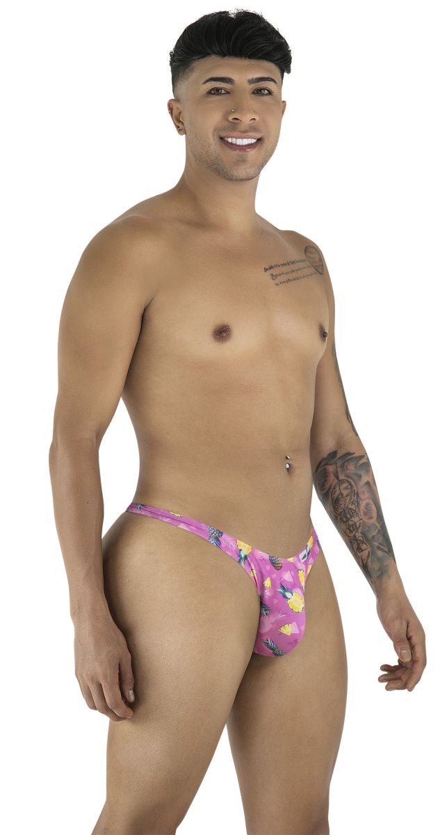 Pink pineapple-patterned thong from candyman 99924 thongs color printed pink with vibrant fruit design